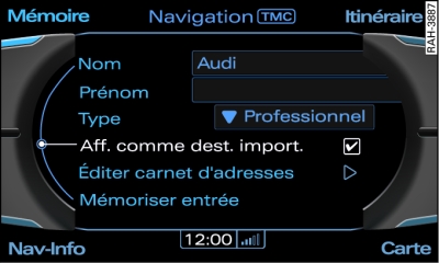 Fiche du carnet d'adresses